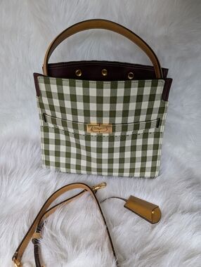 Tory Burch Lee Radziwill Gingham Print Satchel Handbag